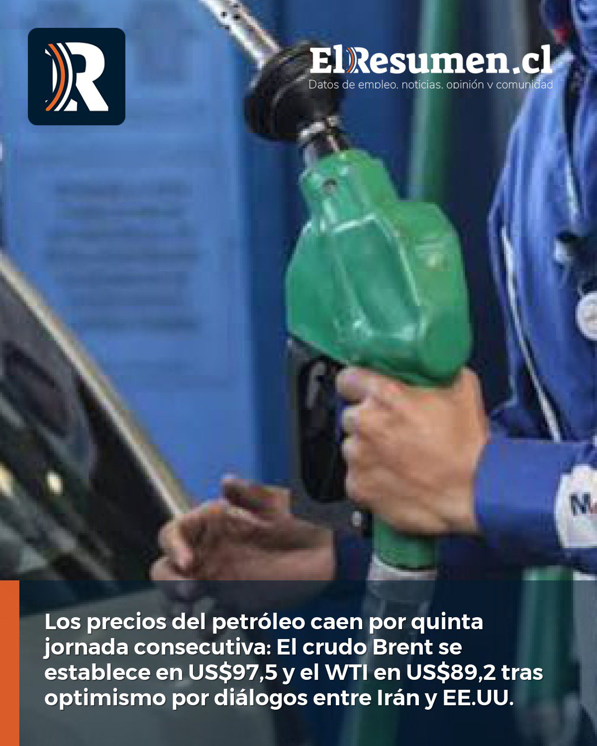 Los precios del petróleo caen por quinta jornada consecutiva: El crudo Brent se establece en US$97,5 y el WTI en US$89,2 tras optimismo por diálogos entre Irán y EE.UU.