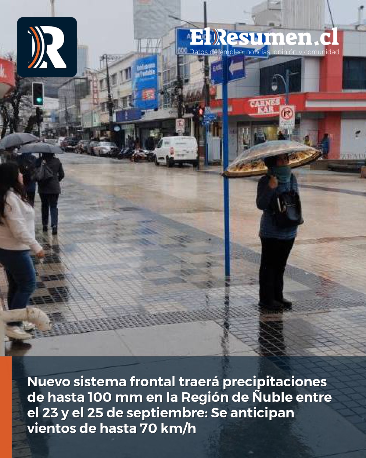 Nuevo sistema frontal traerá precipitaciones de hasta 100 mm en la Región de Ñuble entre el 23 y el 25 de septiembre: Se anticipan vientos de hasta 70 km/h