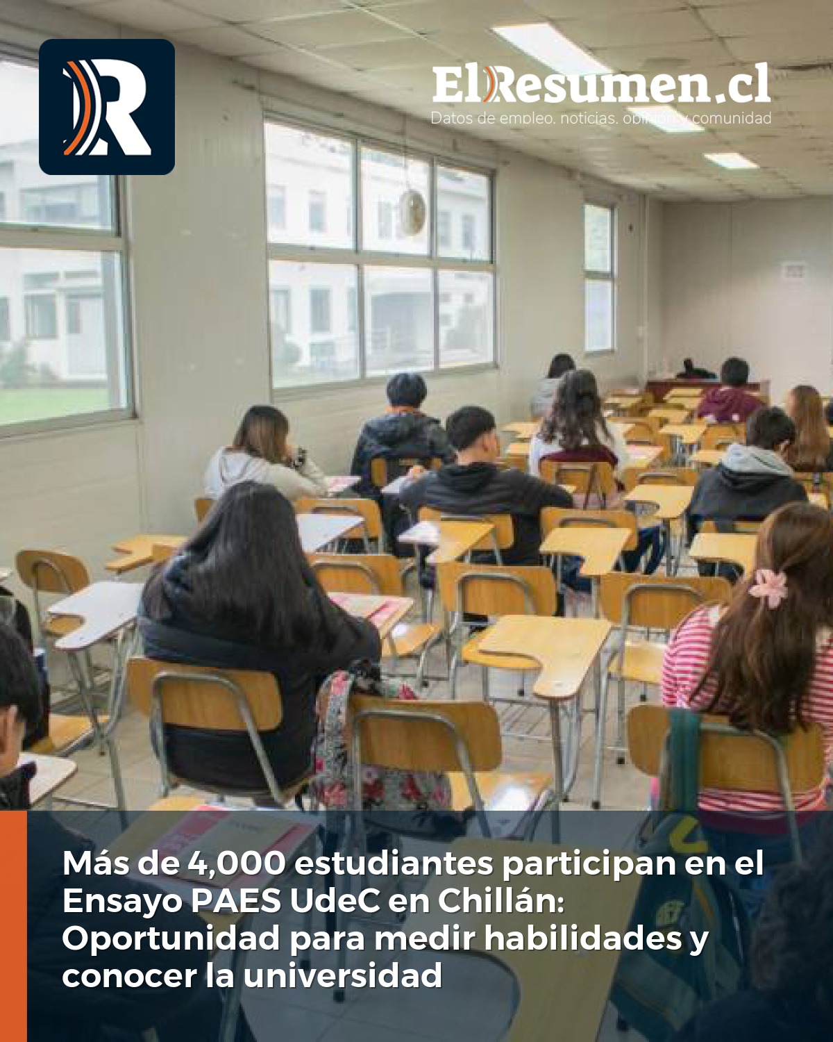 Más de 4,000 estudiantes participan en el Ensayo PAES UdeC en Chillán: Oportunidad para medir habilidades y conocer la universidad