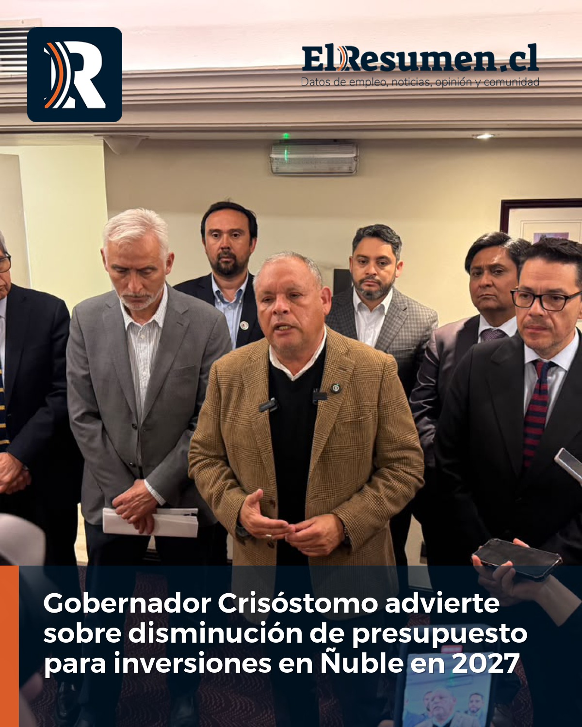 Gobernador Crisóstomo confirma que Presupuesto 2027 dejaría a Ñuble con $11 mil millones menos para inversión