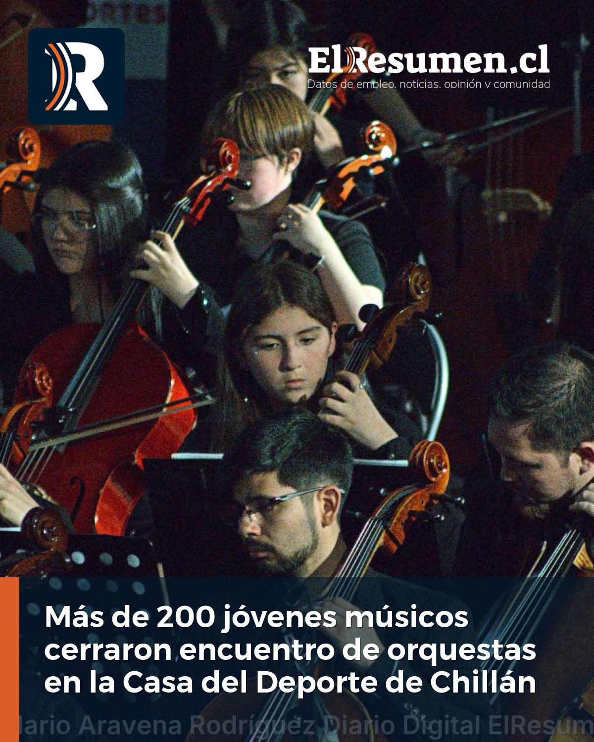 Más de 200 jóvenes músicos cerraron encuentro de orquestas en la Casa del Deporte de Chillán
