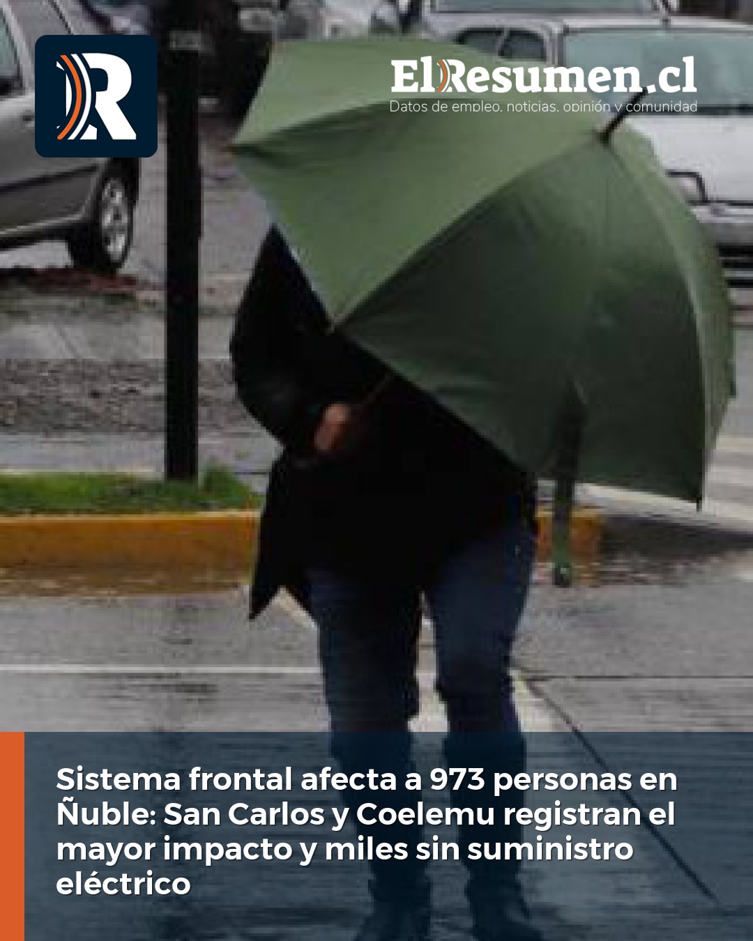 Sistema frontal afecta a 973 personas en Ñuble: San Carlos y Coelemu registran el mayor impacto y miles sin suministro eléctrico