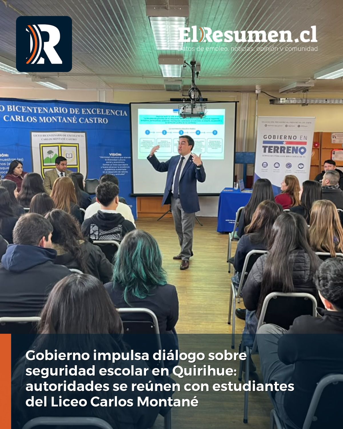 Gobierno impulsa diálogo sobre seguridad escolar en Quirihue: autoridades se reúnen con estudiantes del Liceo Carlos Montané