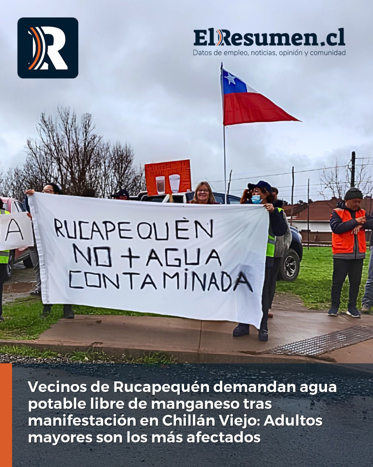 Vecinos de Rucapequén demandan agua potable libre de manganeso tras manifestación en Chillán Viejo: Adultos mayores son los más afectados