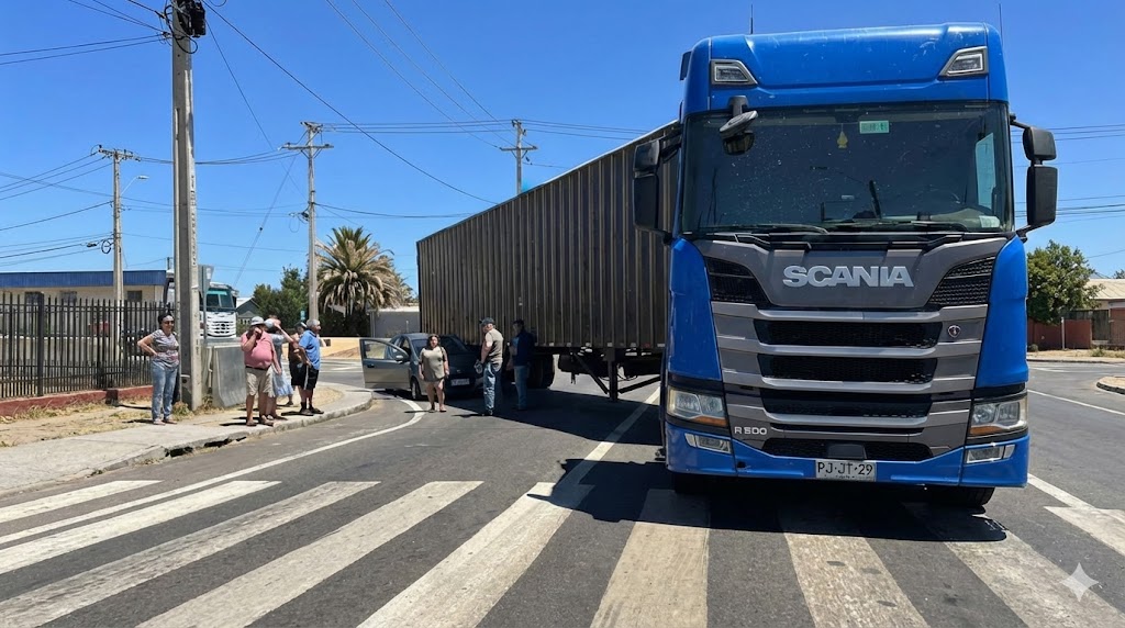 Colisión entre camión semirremolque y automóvil causa congestión en ruta N-77