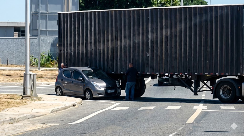 Colisión entre camión semirremolque y automóvil causa congestión en ruta N-77