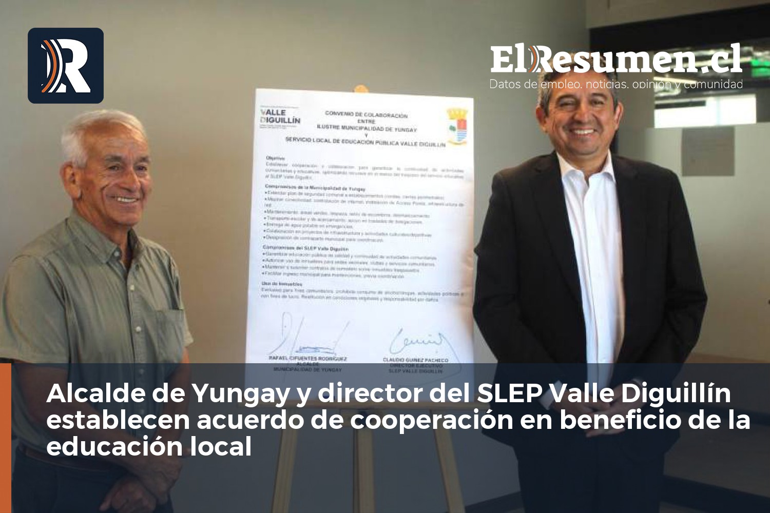 Alcalde de Yungay y director del SLEP Valle Diguillín establecen acuerdo de cooperación en beneficio de la educación local