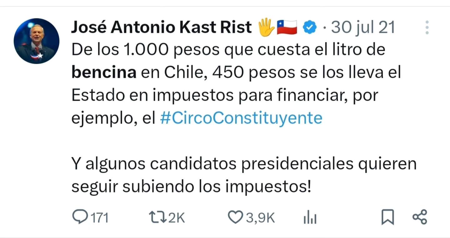 Aumentos en bencinas y diésel generan contraste con publicaciones pasadas del actual presidente en periodo electoral