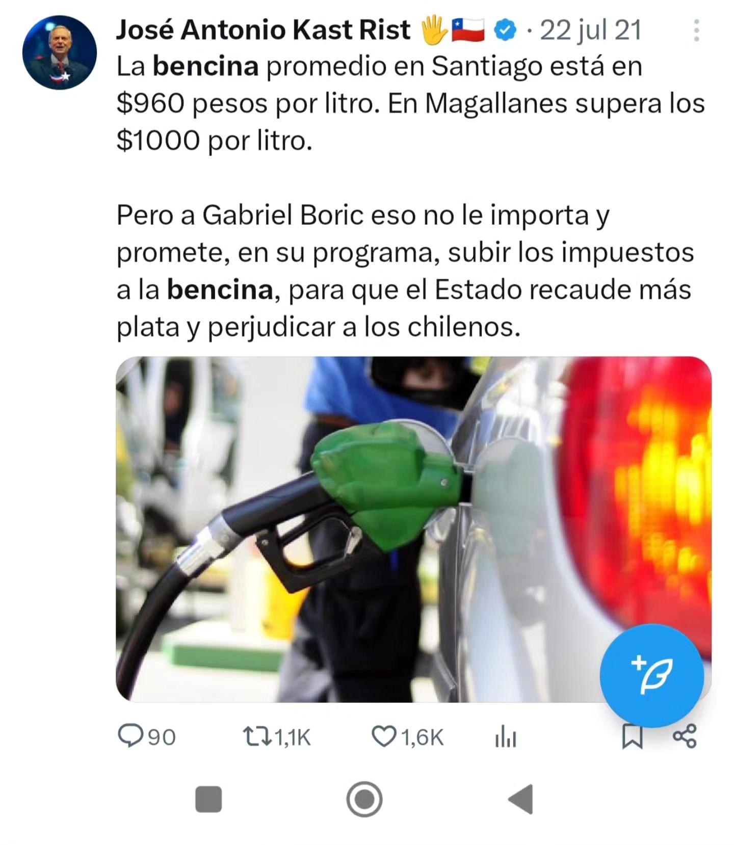 Aumentos en bencinas y diésel generan contraste con publicaciones pasadas del actual presidente en periodo electoral