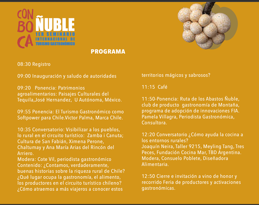 Agradezco apoyo en difusión nota de prensa: "Primer Seminario Internacional de Turismo Gastronómico ConBoca 2026-Ñuble"