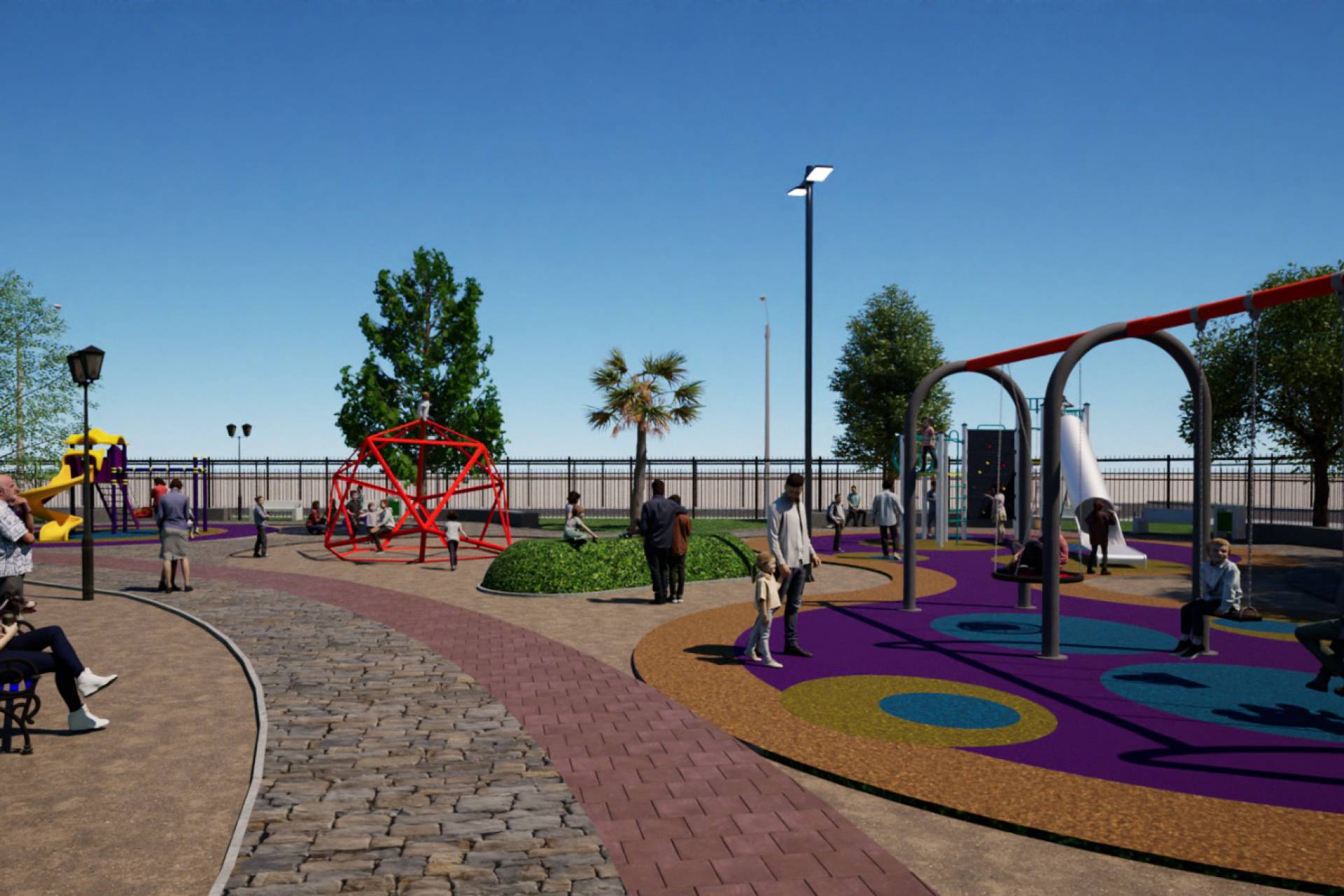 Chillan Viejo pone en marcha moderno proyecto de mejoramiento del sector de juegos infantiles parque monumental