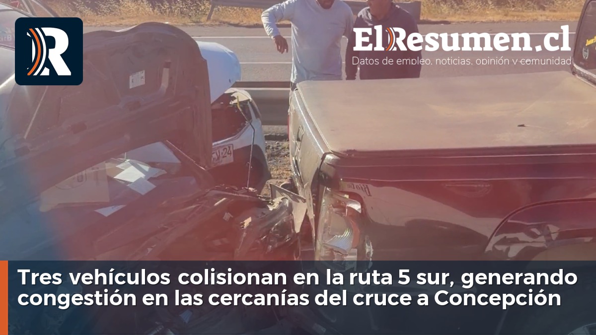 Tres vehículos colisionan en la ruta 5 sur, generando congestión en las cercanías del cruce a Concepción