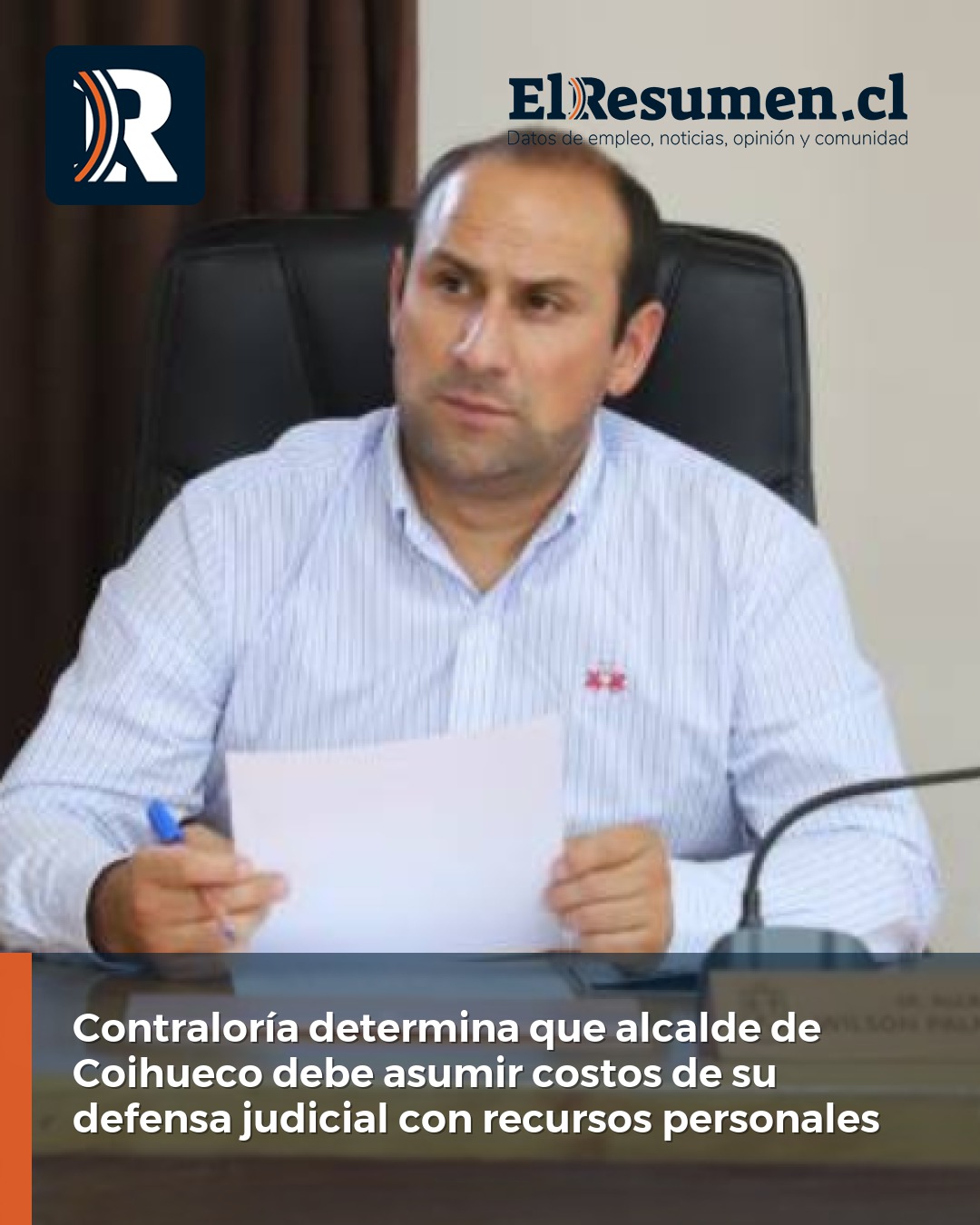 Contraloría determina que alcalde de Coihueco debe asumir costos de su defensa judicial con recursos personales