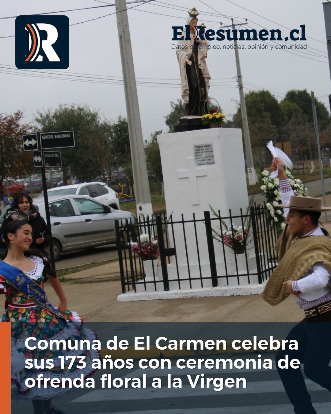 Comuna de El Carmen celebra sus 173 años con ceremonia de ofrenda floral a la Virgen